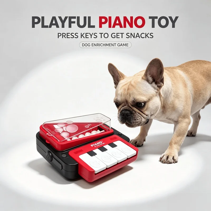 Christmas Piano Pet Treat Dispenser, Musical Self-Play Toy for Dogs & Cats