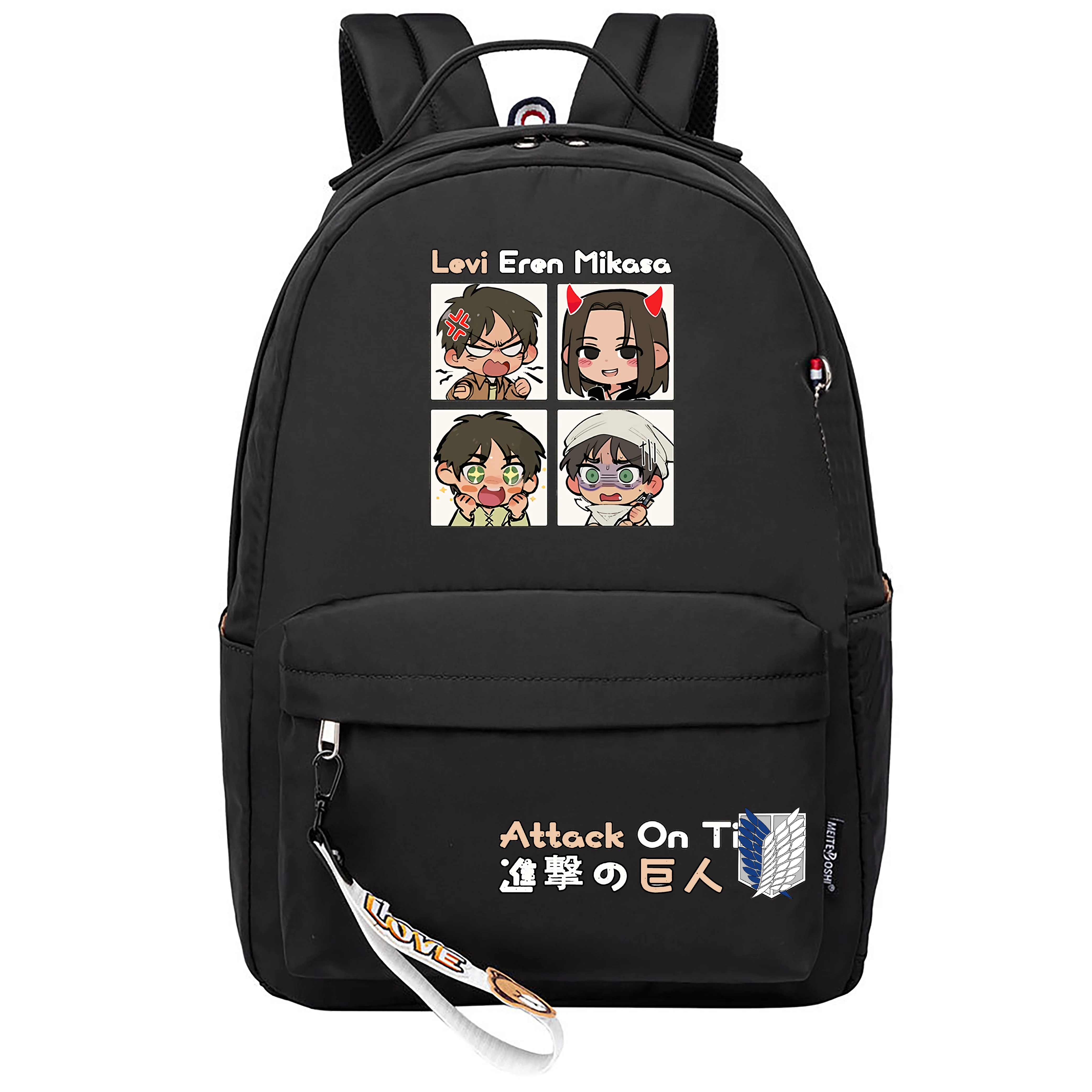 アニメ進撃の巨人スクールバッグかわいいミカサ学生ランドセル女性旅行バックパックかわいいラップトップデイパック小さなショルダーバッグ