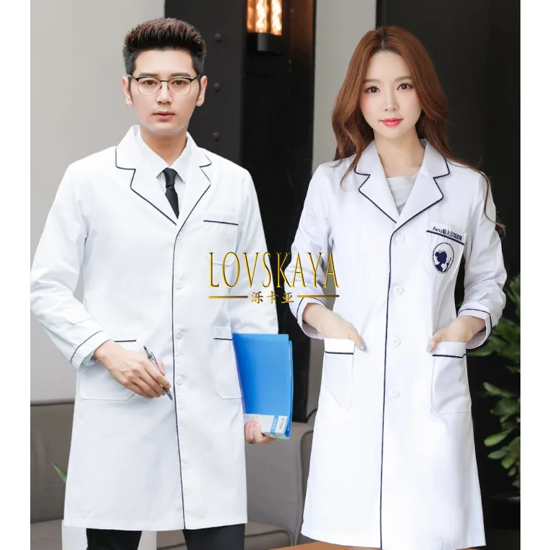 Korean version work uniform beautician nurse uniform doctor uniform long sleeved white coat beauty salon skin management