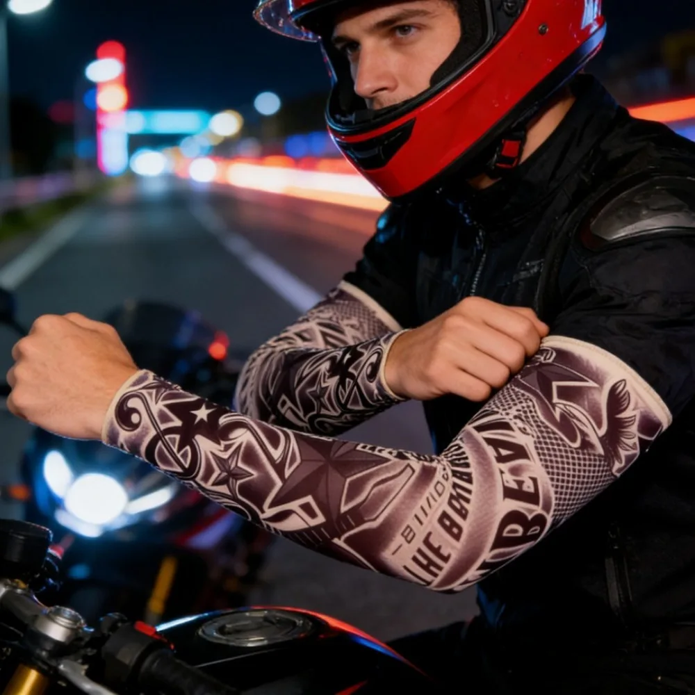 

2 шт. бесшовные охлаждающие рукава-тату для мужчин и женщин, защита от солнца для велоспорта, пеших прогулок, рыбалки