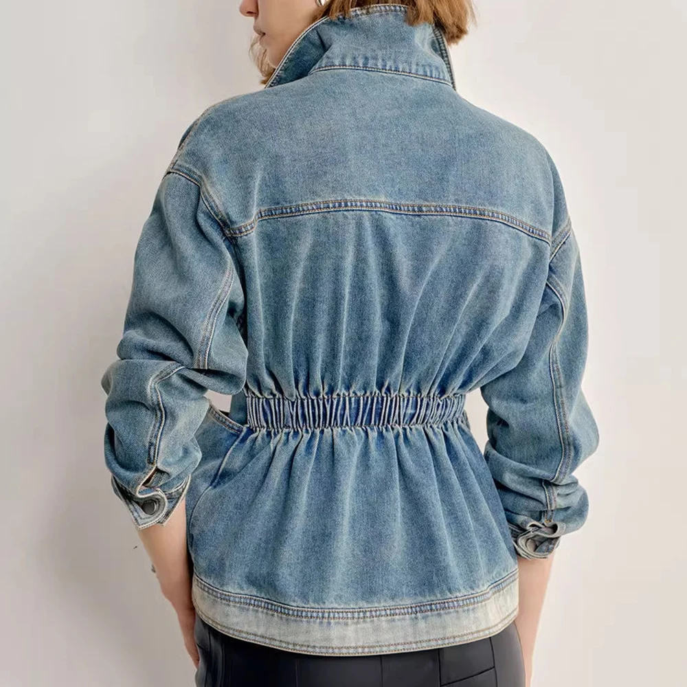 معطف ربيعي وخريفي بتصميم عتيق من قماش الدنيم المغسول لعام 2025 سترة جديدة صغيرة فضفاضة غير رسمية jaqueta feminino jens #2