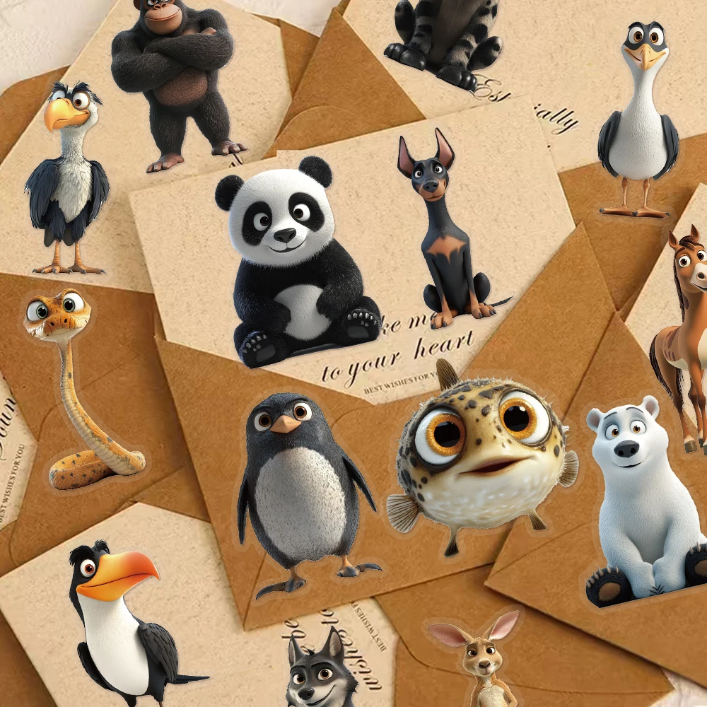 50PCS Cartoon Small Animal Graffiti Stickers Cute Handbooks DIY Phone Cases Notebook Water Cups Toy Stickers