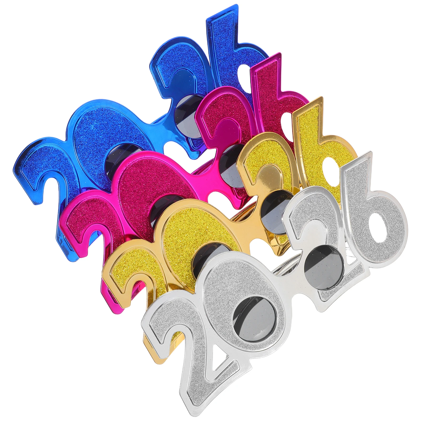 

4 Pcs Glasses New Year Digital Happy Photobooth Props Holiday Sunglasses Years Plastic