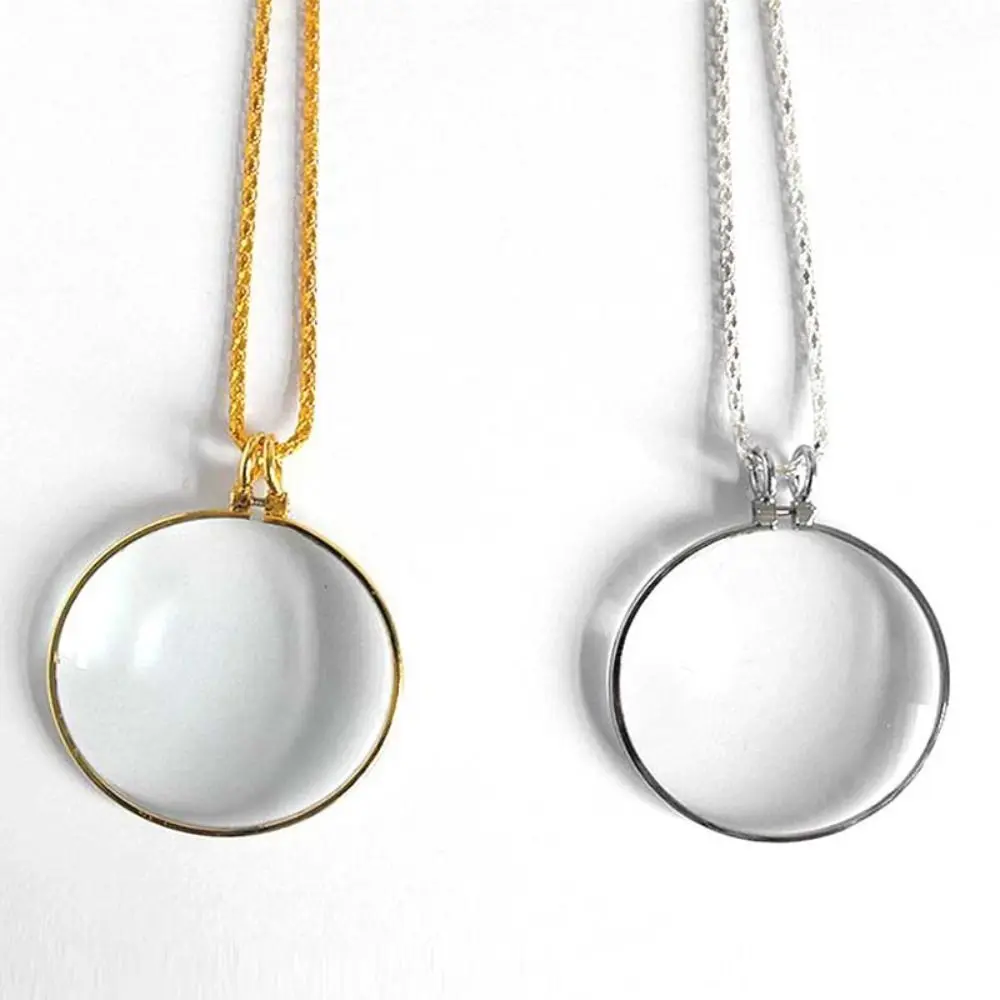 5x Magnifier Pendant Gift with Chain Portable Monocle Convenient Hanging Ornament Optical Magnifier Necklace Reading Newspaper