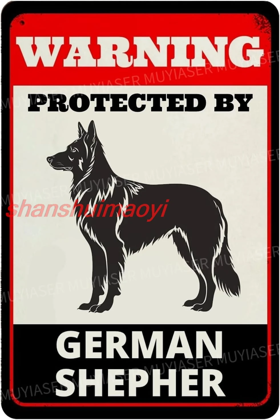 Beware Of The Dog German Shepherd Sign Aluminum Metal Tin Signs Outdoor Yard Sign Warning Sign For Fence Yard Home Kitchen  sign
