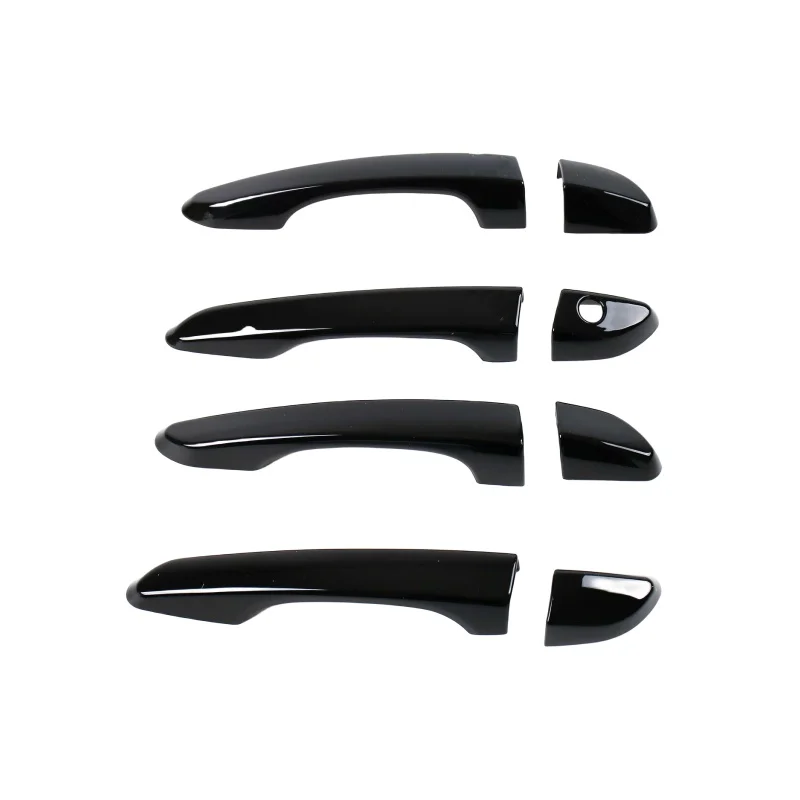 For Hyundai Kona 2017 2018 2019 2020 Glossy Black Carbon Fiber Chrome Car Door Handle Cover Trim Sticker Styling Accessories