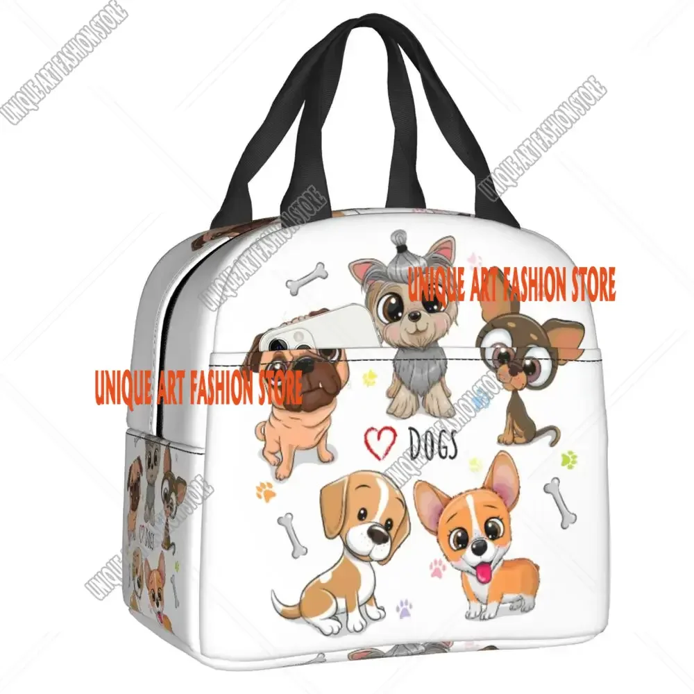 Custom Cartoon Yorkshire Terrier Insulated Lunch Tote Bag for Women Cute Dogs Portable Thermal Cooler Bento Box School Travel