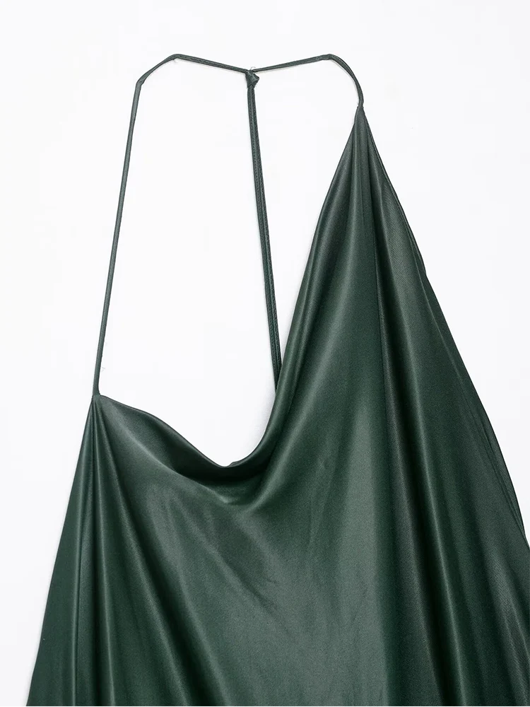 Asymmetric Dress Women 2025 Summer Women's Satin Halter Dresses Sleeveless Backless Long Dresses Sexy Evening Party Dresses
