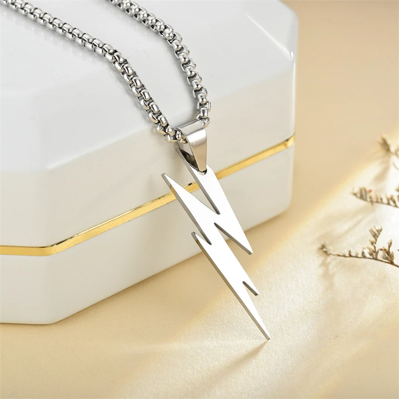 Fashion Stainless Steel Men's and Women's Lightning Necklace Hip Hop Party Motorcycle Accessories Pendant Necklace Jewelry