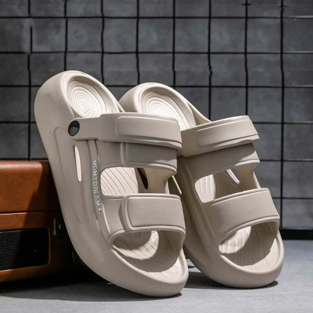 

Базовые противоскользящие тапочки из ЭВА на плоской подошве, сандалии на платформе с открытым носком и защитой от запаха, пляжная обувь, шлепанцы, мужские пляжные сандалии