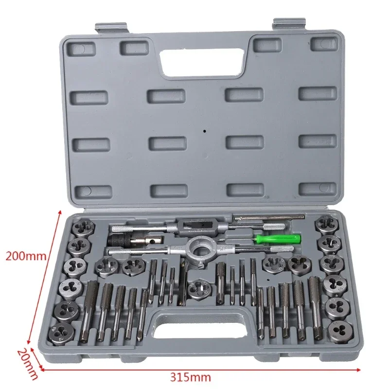 40Pcs Tap Die Set Hand Thread Plug Taps Hand Threading Tool Screw Thread Wrench Dies Kit with Storage Case