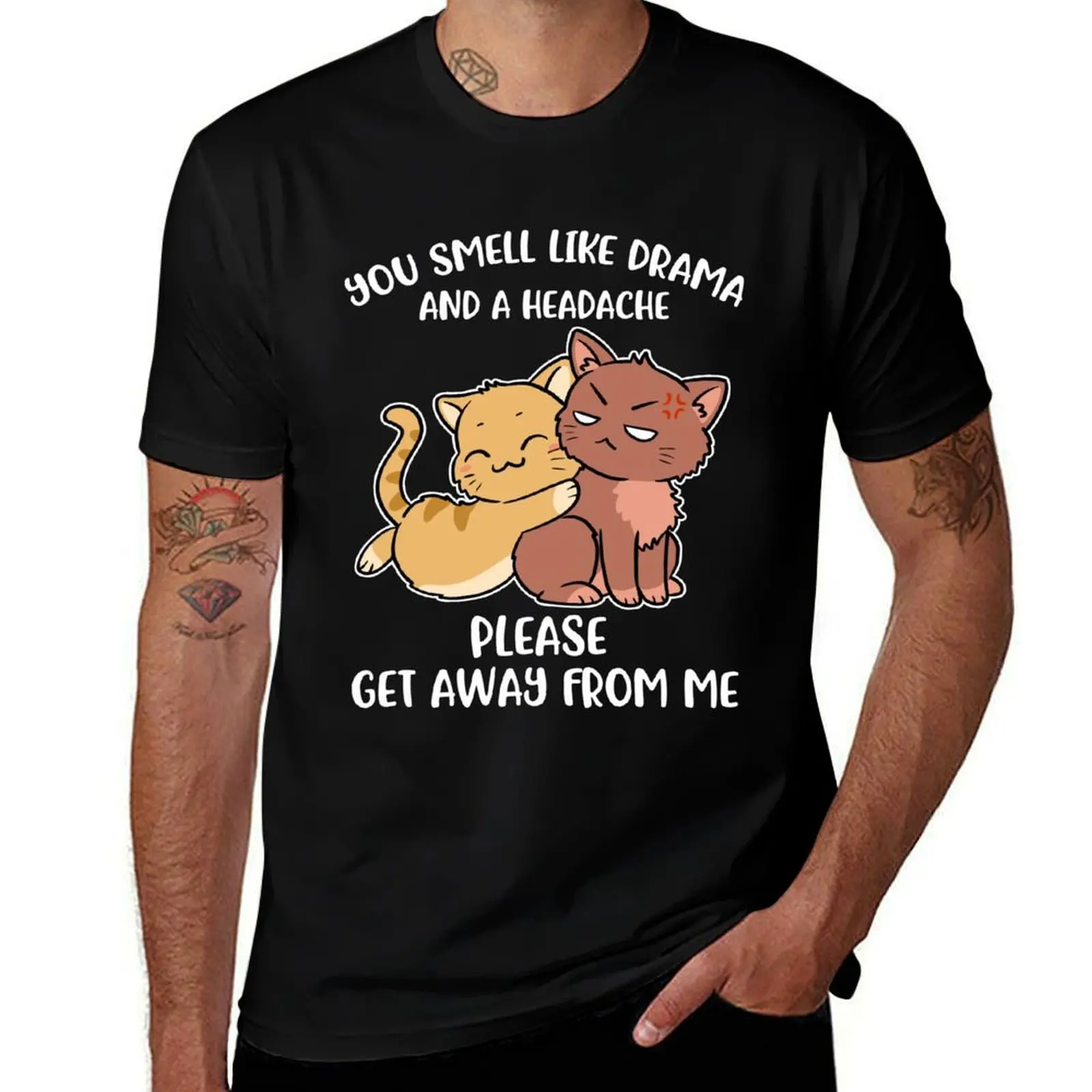 

You Smell Like Drama And A Headache Funny Cat Gift T-Shirt summer shirt shirts graphic luxury designer sweat shirts, men
