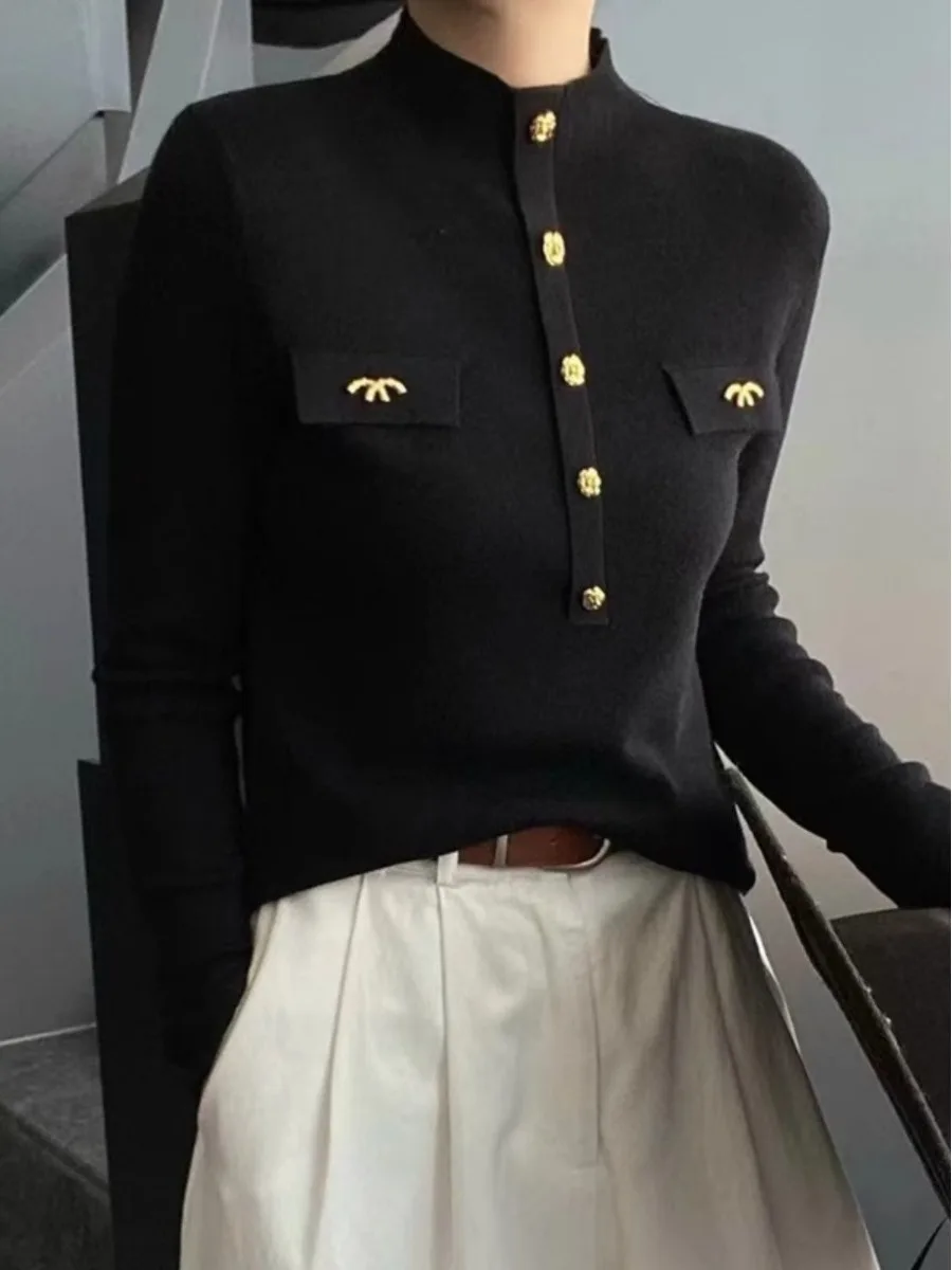 Brand Outlet Damen Camere Strickwaren Slim Fit f Stehkragen Basisschicht Pullover Casual Sle Long Sve Polyesterfaser