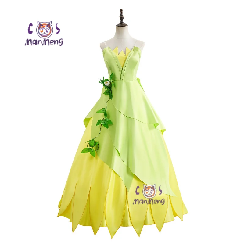 

Princess Frog Cosplay Dress Costume Cartoon Fantasia Adult Women Top Skirt Headband Outfits Halloween Carnival Party Suit