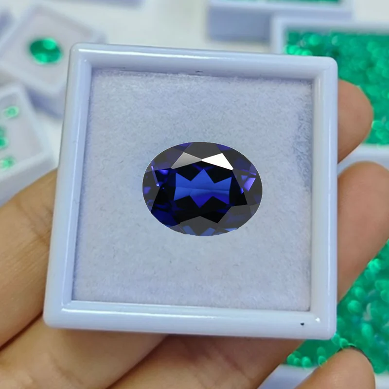 Beautiful Sapphire Blue Color Oval Cut Pass Test Mohs Hardness Gem For DIY Jewelry Making/Collection/Gift Precious Stone