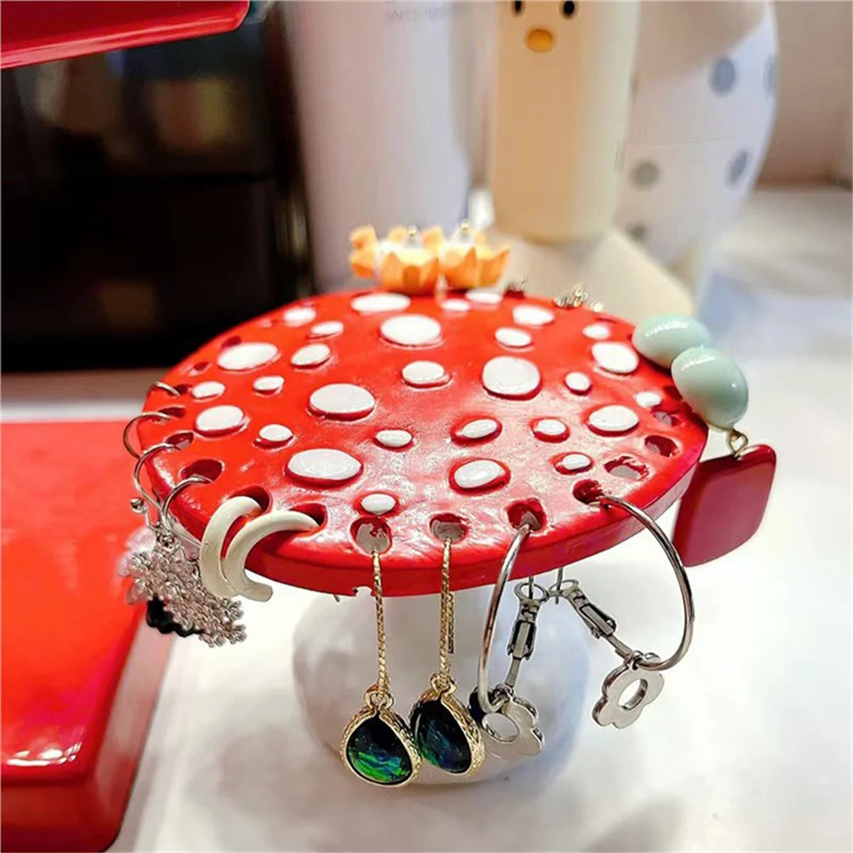 Mushroom Earring Stand Jewelry Storage Rack Display Stand PinkJAS