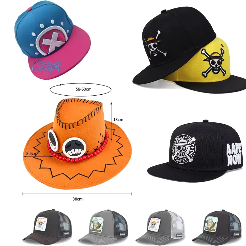 Anime ONE PIECE Hut Monkey D. Luffy Tony Chopper Baseballmütze mit Cartoon-Aufdruck, verstellbar, für den Außenbereich, lässig, Sonnenschutz, für vier Jahreszeiten