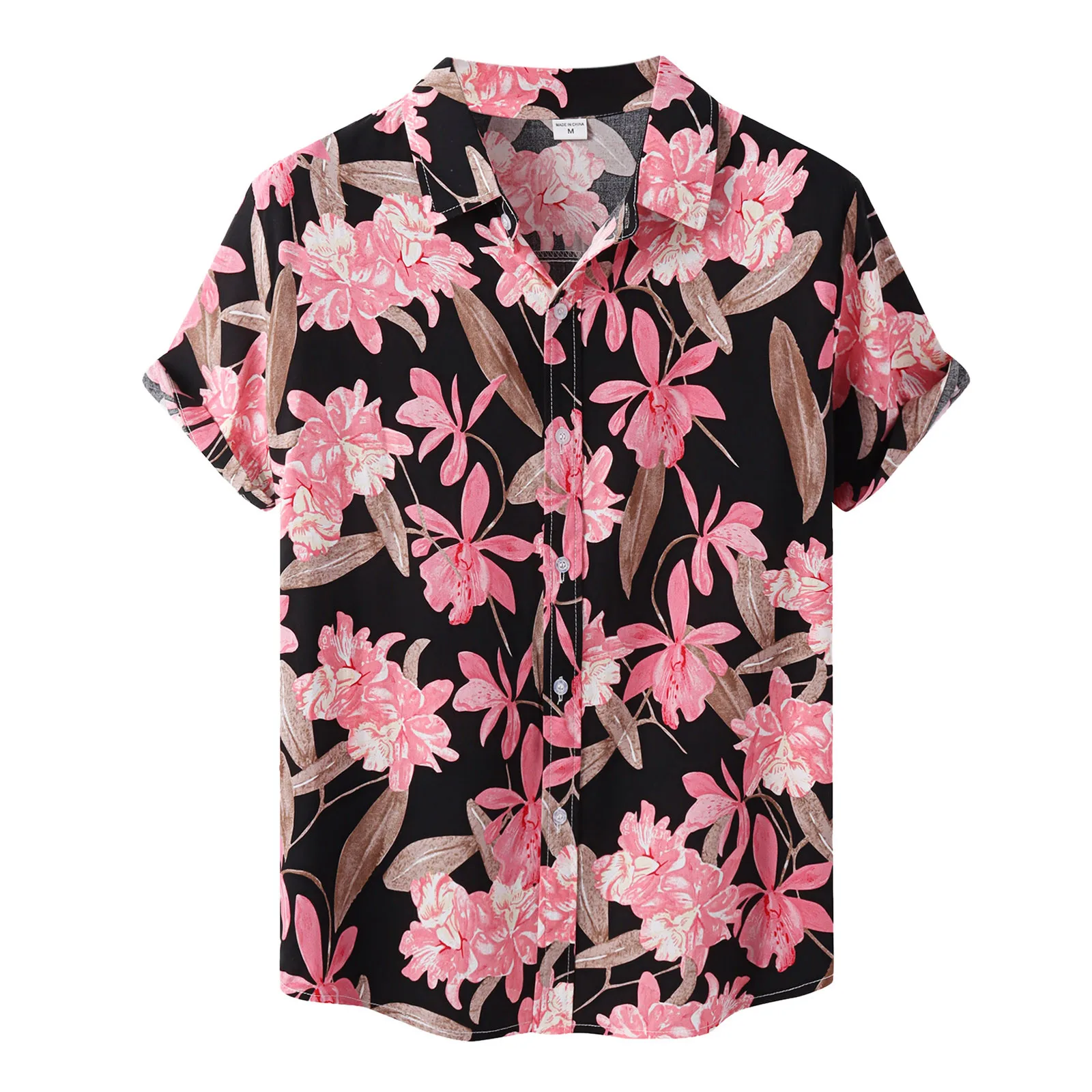 

Men's Hawaii Floral Print Shirt Summer Short Sleeve Turn Down Collar Buttons Shirts Man Holiday Beach Loose Casual Shirts Tops