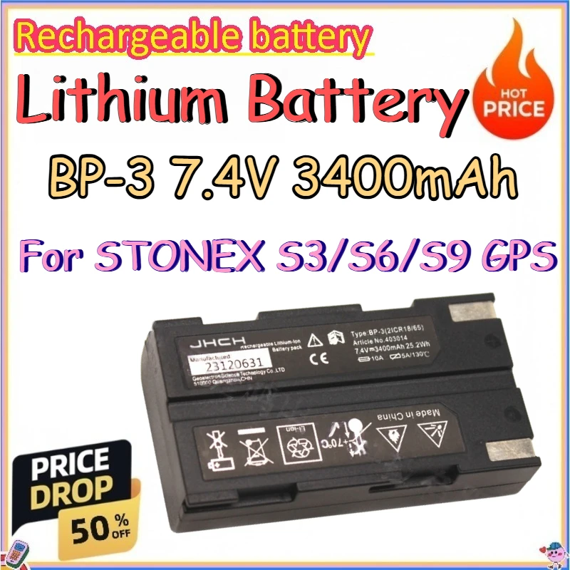 

BP-3 7.4V 3400mAh Lithium Battery for STONEX S3/S6/S9 GPS Replace Rechargeable Lithium Battery