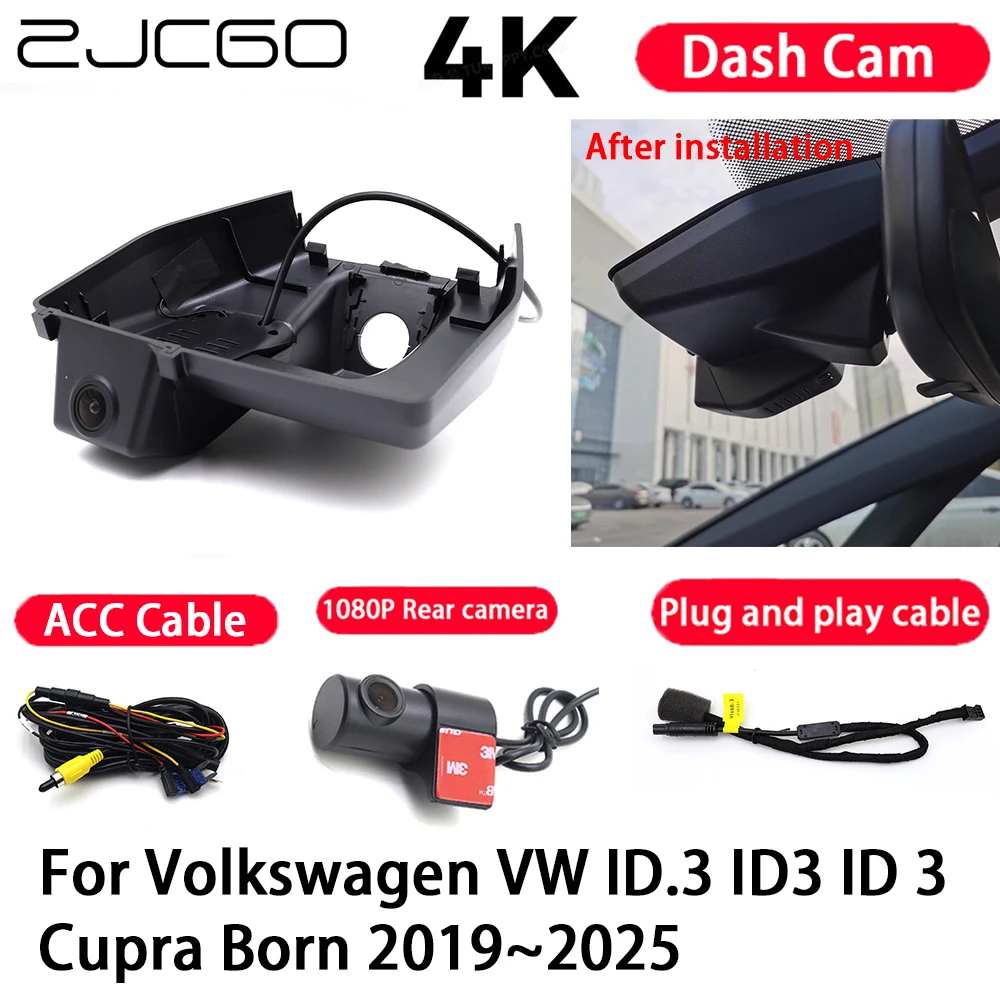 

Car Camera 4K Plug and Play Dash Cam Video Recorder Night Vision for Volkswagen VW ID.3 ID3 ID 3 Cupra Born 2019-2025