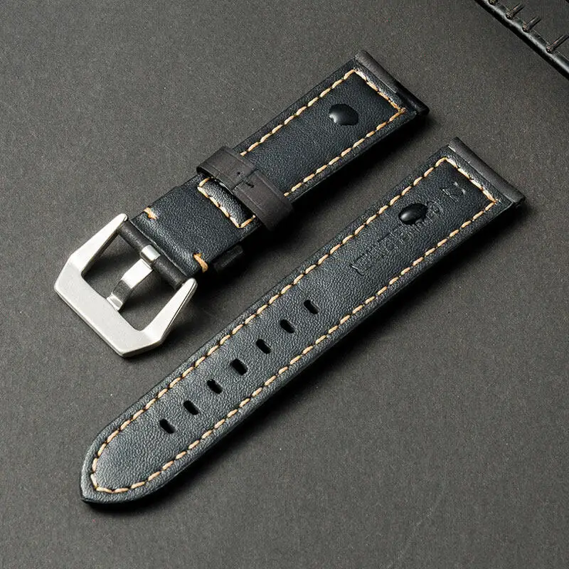 20mm 22mm 24mm 26mm Frosted Retro Top Layer Leather Wrist Strap Crazy Horse Cowhide Leather Watch Band Bracelet Accessories