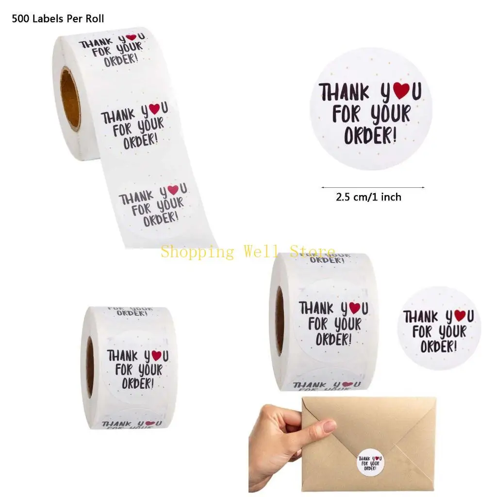 KX4B 500pcs جولة شكرا لك ملصق 25 مم شكرا لك ملصق الختم لختم مغلف الزفاف