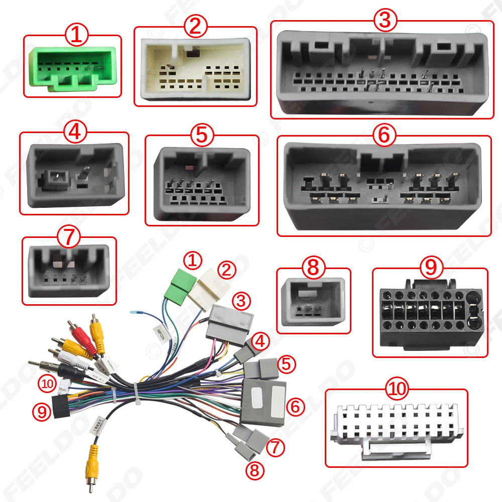 Para Mitsubishi Outlander/Pajero 07-08 modelos europeos/japones Cable de alimentación de 16 pines adaptador de arnés de cableado cabezal de instalación de coche