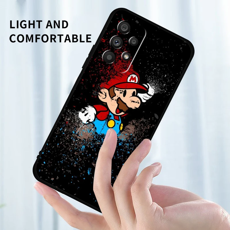 Cartoon Game Super M-Marios For Samsung A53 A52 A33 A32 A51 A71 A21S A13 A73 A50 A22 A23 A03 A72 A54 A12 5G Black Back