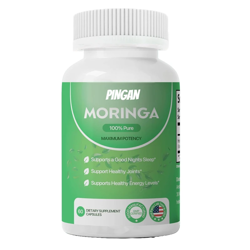 Moringa Powder Capsules Natural Green Antioxidant - Supports Energy, Skin Health, Intestinal Health+- Vitamins and Amino Acids