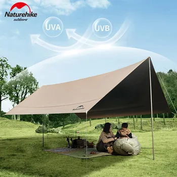 Naturehike PU18000 태양 대피소 UV 방수 캠핑 야외 Tarp 대형 공간 17 ㎡ 햇빛 블랙 코팅 캐노피 블랙 코팅