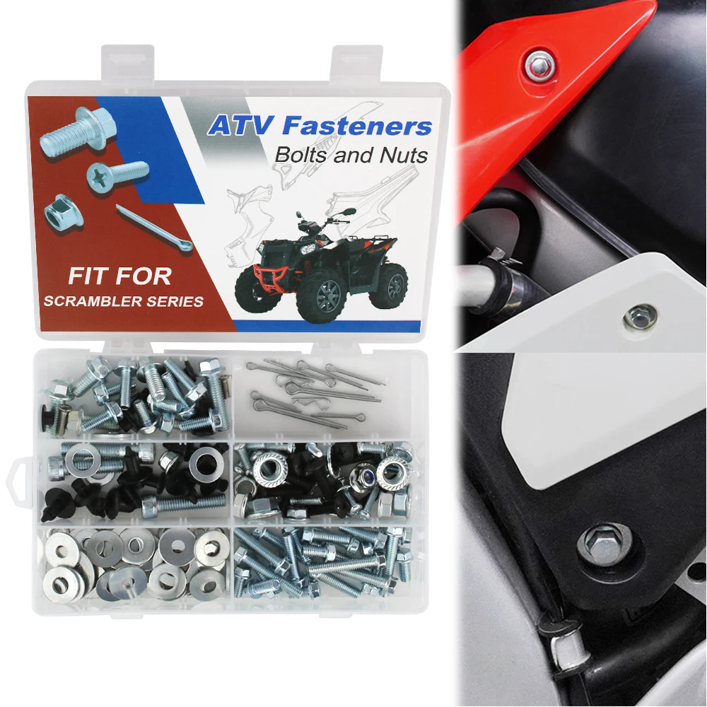 

For POLARIS SCRAMBLER 1000 400 4X4 50 500 850 90 XP 1000 XP 850 Motorcycle ATV 160PCS Bodywork Plastics Frame Exhaust Bolts Kit