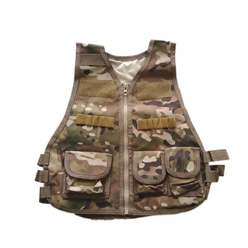 Kids Combat Camouflage Vest, Children CS Shooting Clothes, Tactical Waistcoat, Summer Training Protection Gear