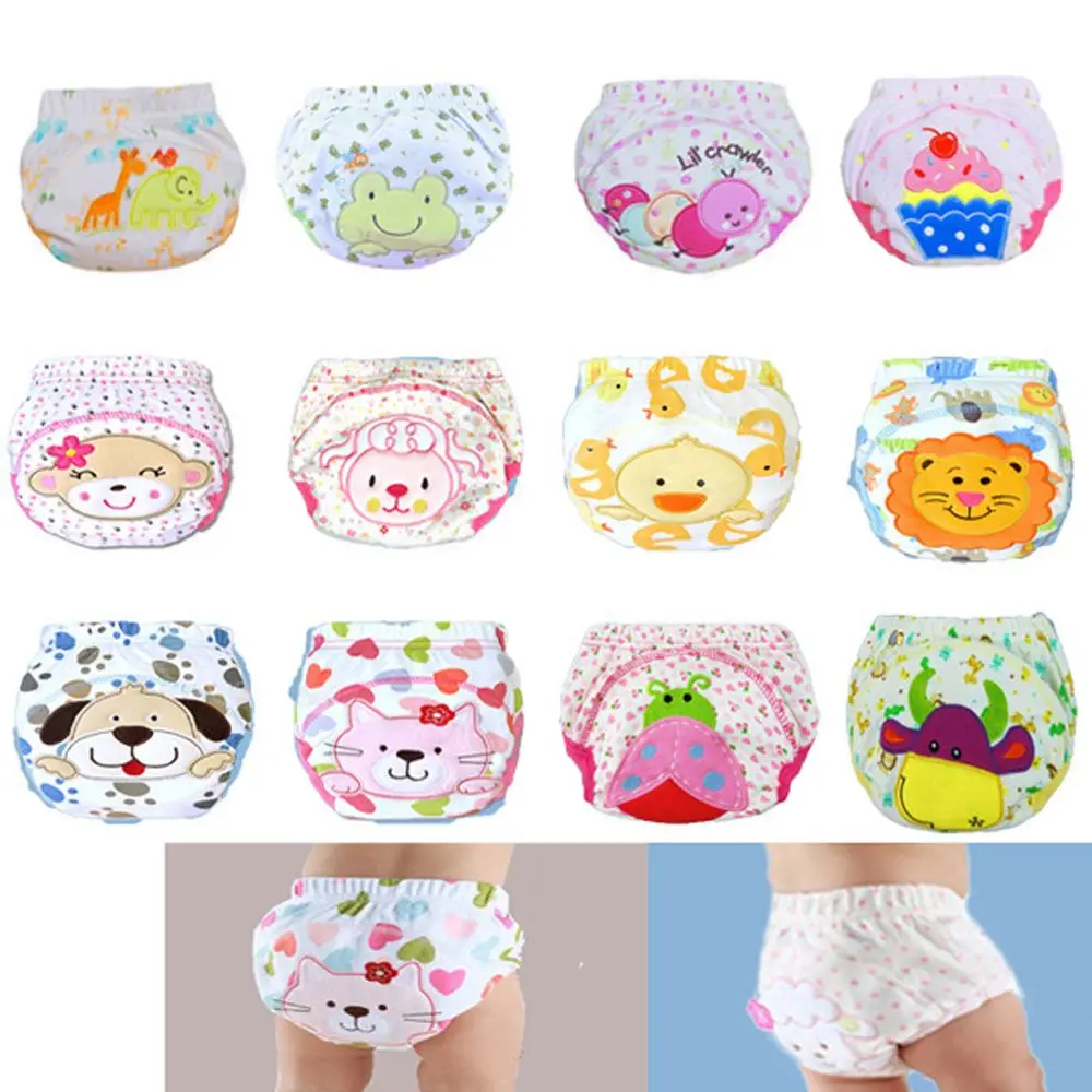 Pulcino di cotone Scimmia Bovini Panno lavabile Vasino Pannolini da allenamento Pannolini per cartoni animati Pantaloni Intimo infantile Pantaloni da allenamento per bambini