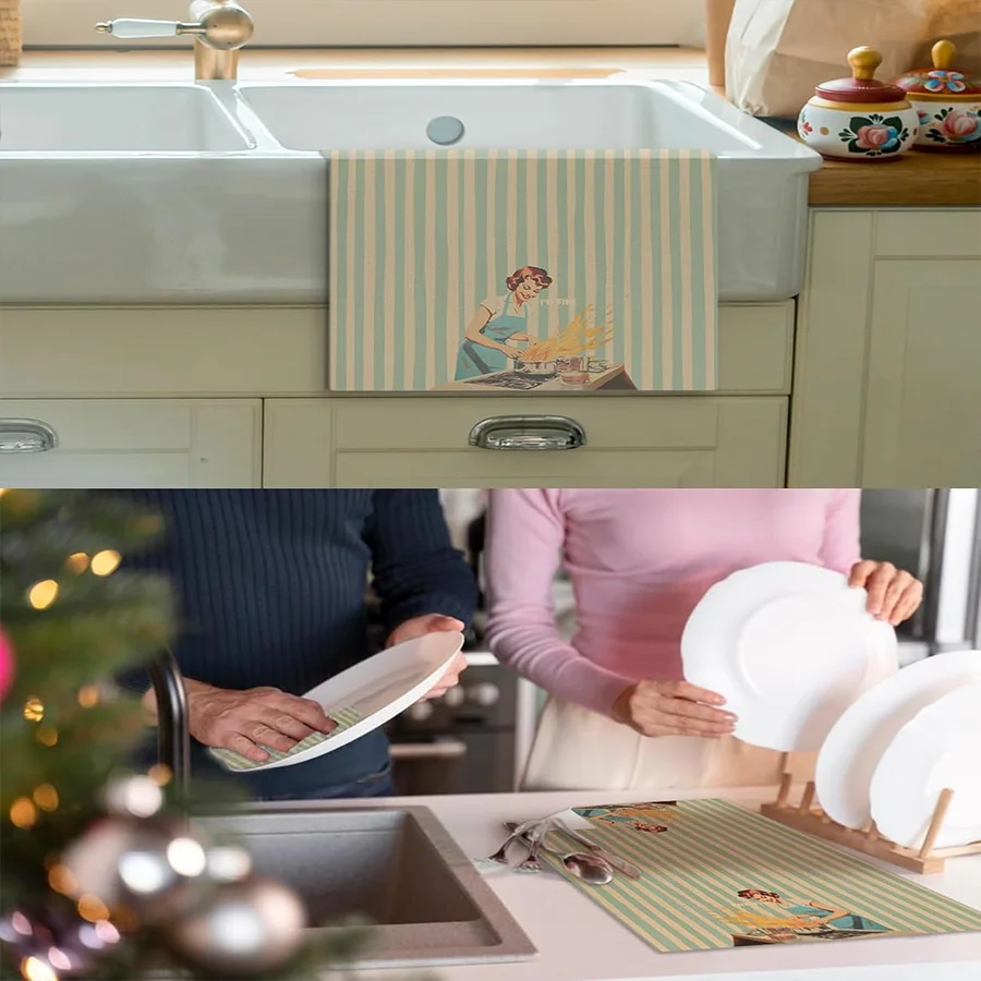 2 Buah, Handuk Dapur Bergaris - Kitchen Baking Necessities ulasan dan harga