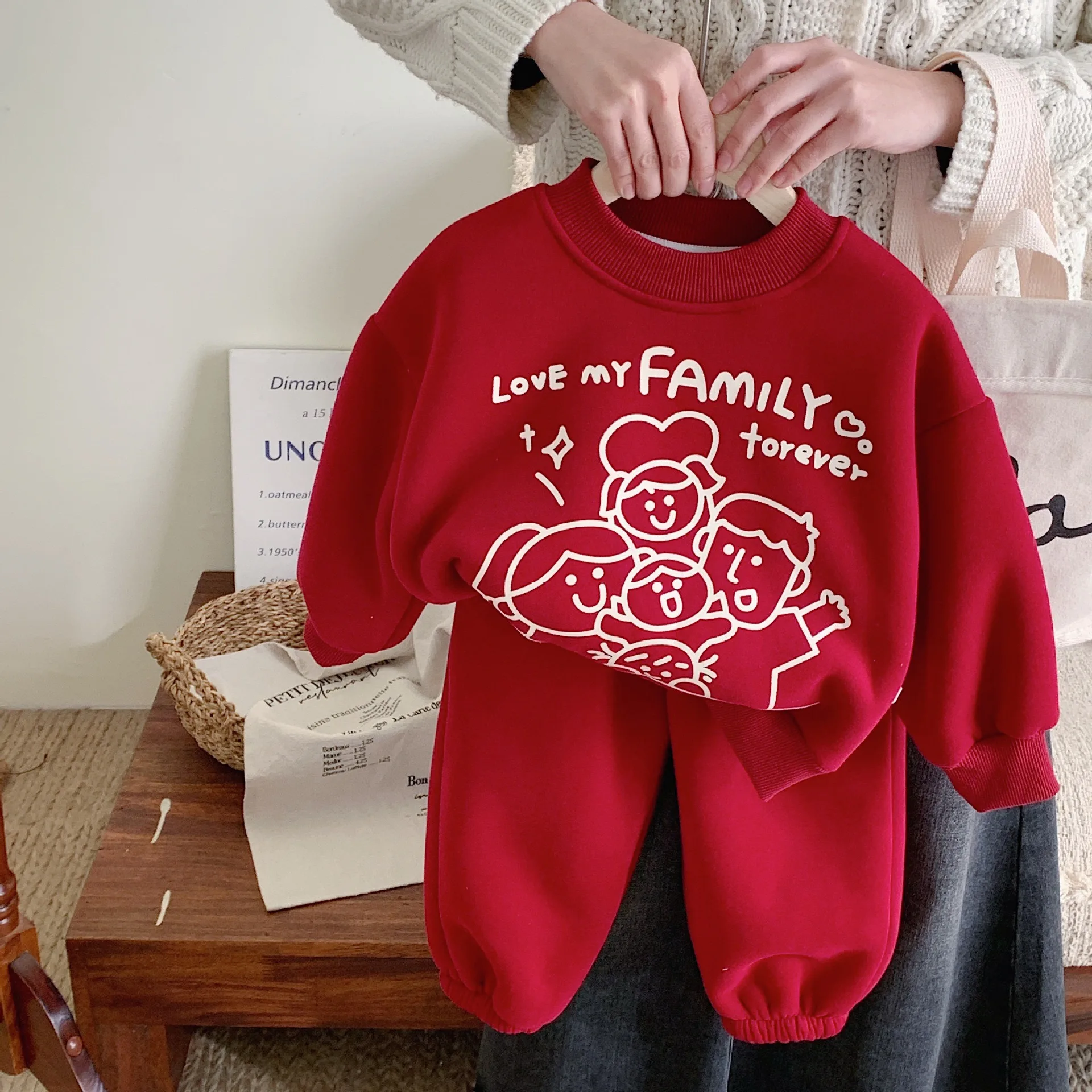 

2025 Winter New Children Warm Clothes Set Boys Girls Fleece Sweatshirt + Pants 2pcs Suit Toddler Outfits Baby Party Clothing