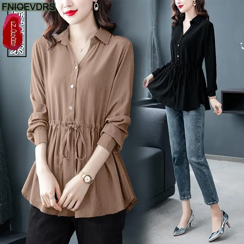 Green Tops For Women Summer Elegant Office Lady 2022 Spring Button Belly Peplum Shirt Long Blouse Tunic Camisas Blusas Feminina