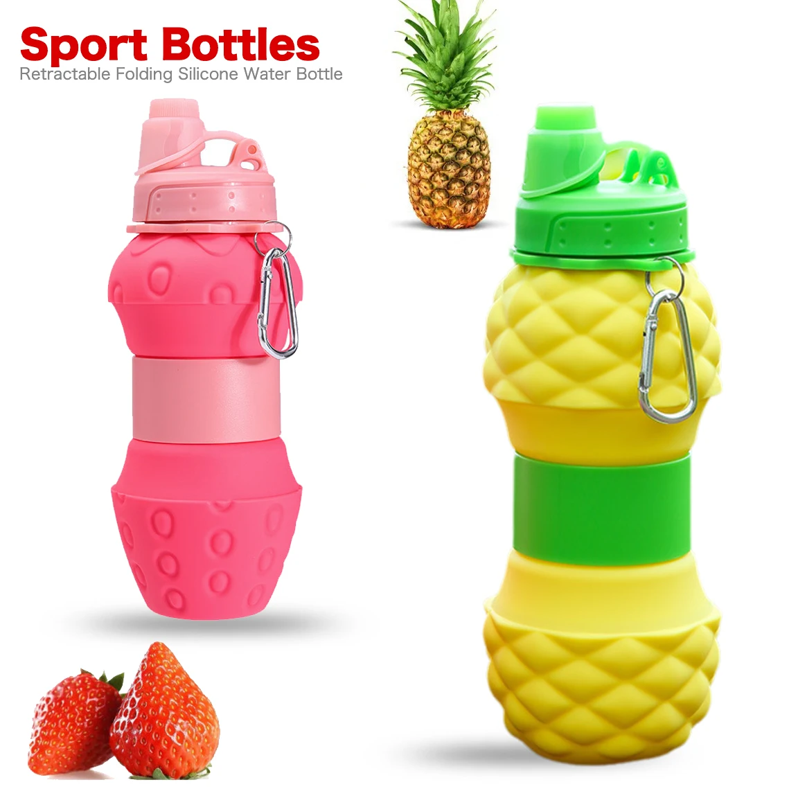 

6/700ML Folding Retractable Fitness Fruit Shape Kettle Silicone Sports Water Bottle Portable for Outdoor Travel Climbing Bicycle