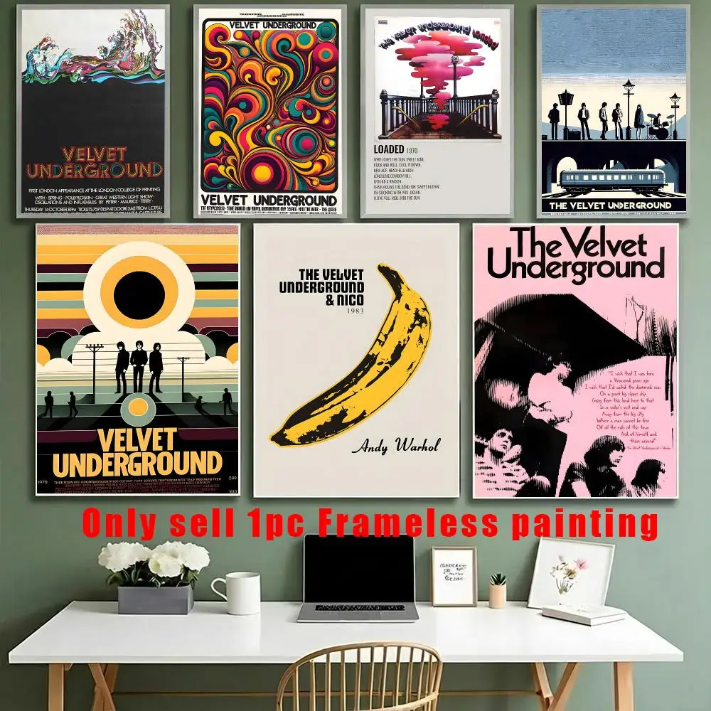 The Velvet Underground Band Singer Poster HD Sticky Waterproof Art , Aesthetic Wall Decoration For Living Room Bedroom Bar Home