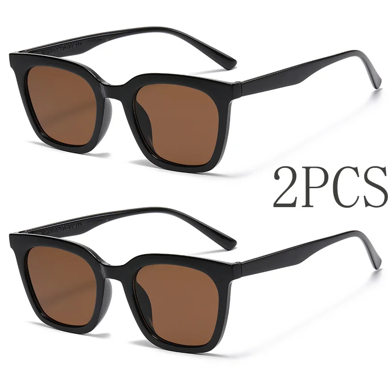 

2 шт., винтажные модные квадратные солнцезащитные очки для женщин и мужчин, классические брендовые солнцезащитные очки в стиле ретро, мужские и женские очки для вождения, UV400