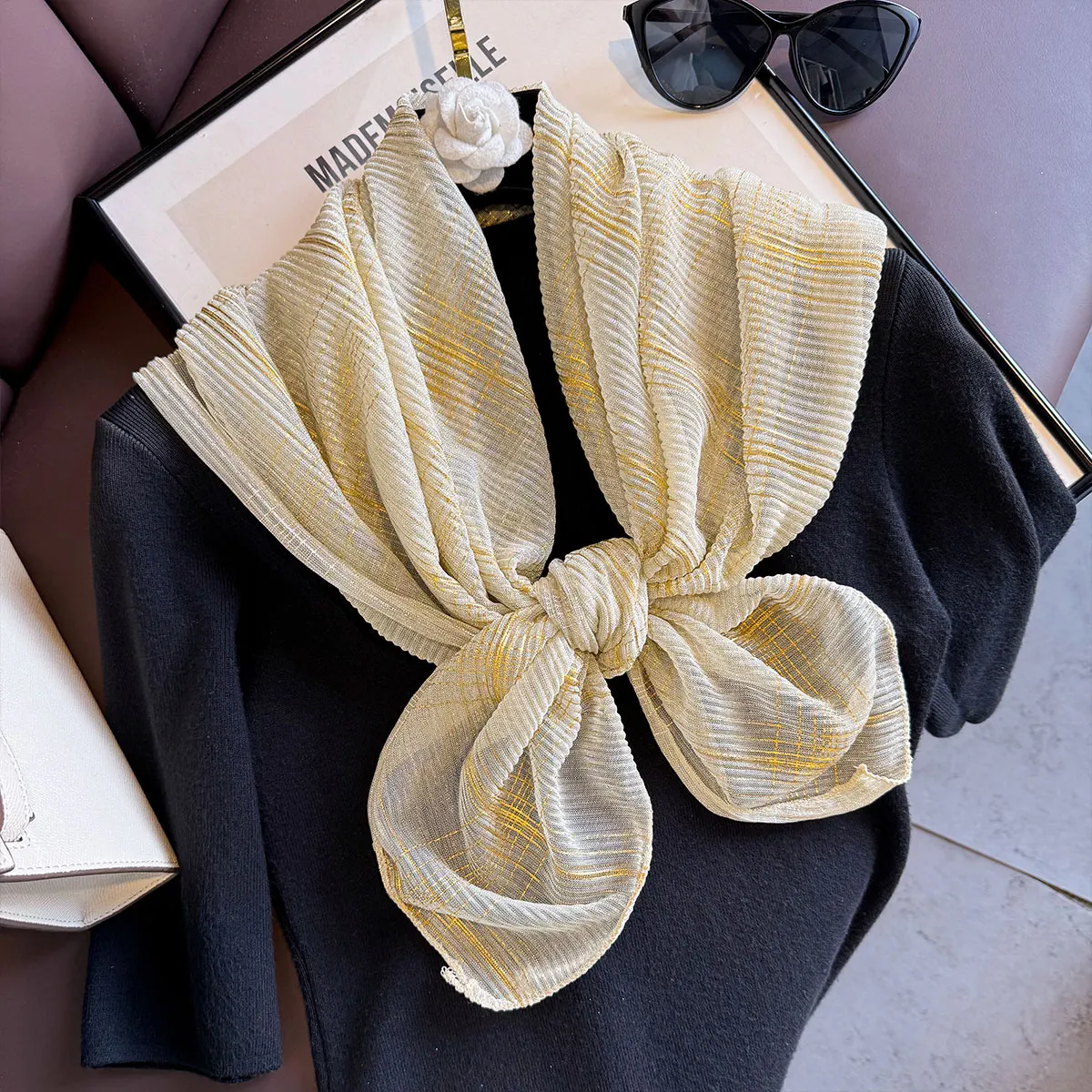 

Turkey Fashion Silk Scarf Women's Chiffon Scarf Breathable Soft Gauze Scarf Sunscreen Shoulder Bag Muslim Shawl Headscarf New