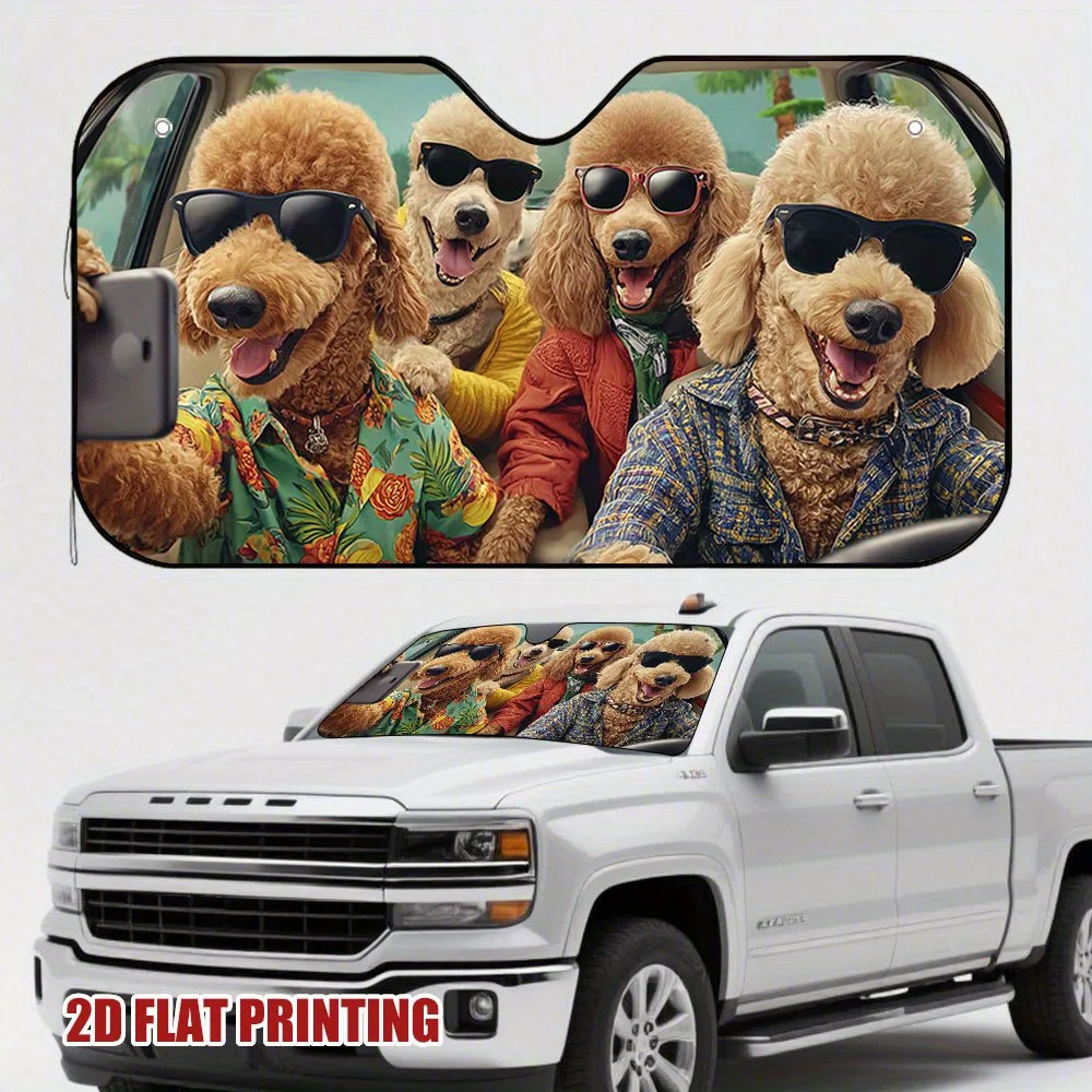 1pc Poodle Road Trip Selfie Efficient Car Sun Shade, Suitable For Family Cars, A Must-Have For Road Trips