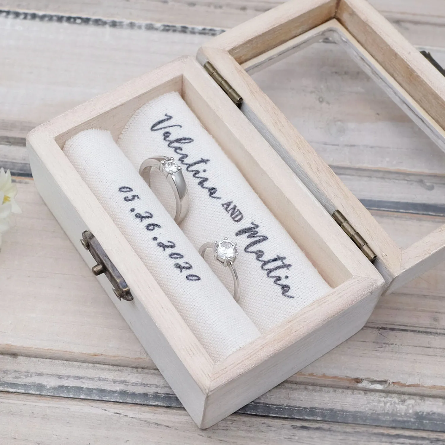 Personalized Custom Wedding Ring Box for Couple Wood Rings Bearer Box Proposal Engagement Wedding Organizer Anniversary Gift