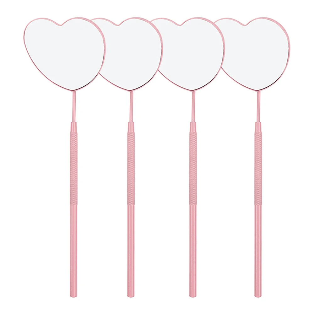 Espejo para pestañas postizas conectado al espejo de inspección de pestañas herramienta cosmética de aumento con mango largo en forma de corazón 1 ud.