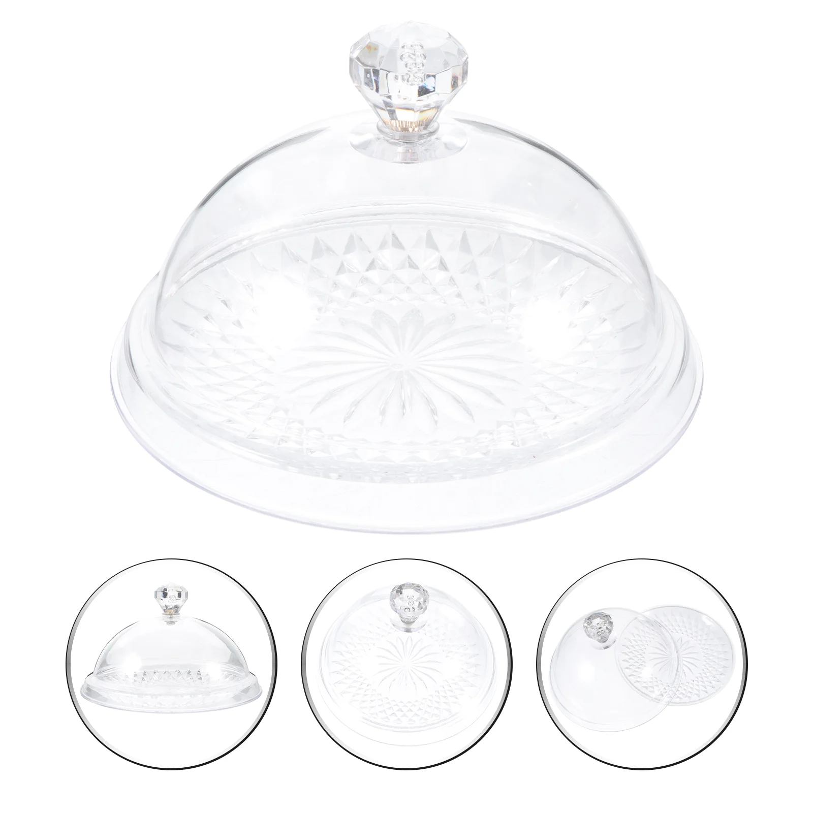 

Cake Pan Smooth Serving Tray Restaurant Dessert Snack Table Food Plate with Lid Transparent Cover