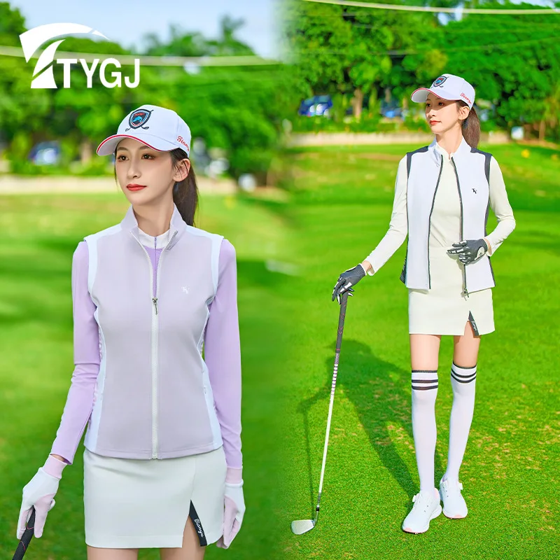 Golf vest women's windproof horse clip vest standing collar slim jacket casual women's sleeveless sports top