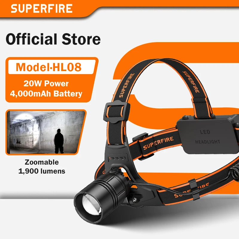 SUPERFIRE HL08 20W Zoomable LED Headlamp for Camping