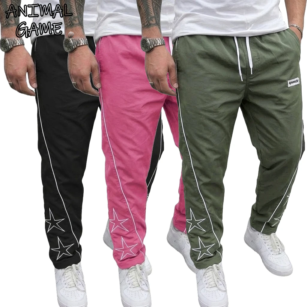 

Outdoor Men's Casual Pants Sport Elastic Waist Long Trousers Cargo Fitness Streetwear Baggy Pants for Men Lightweight Trousers