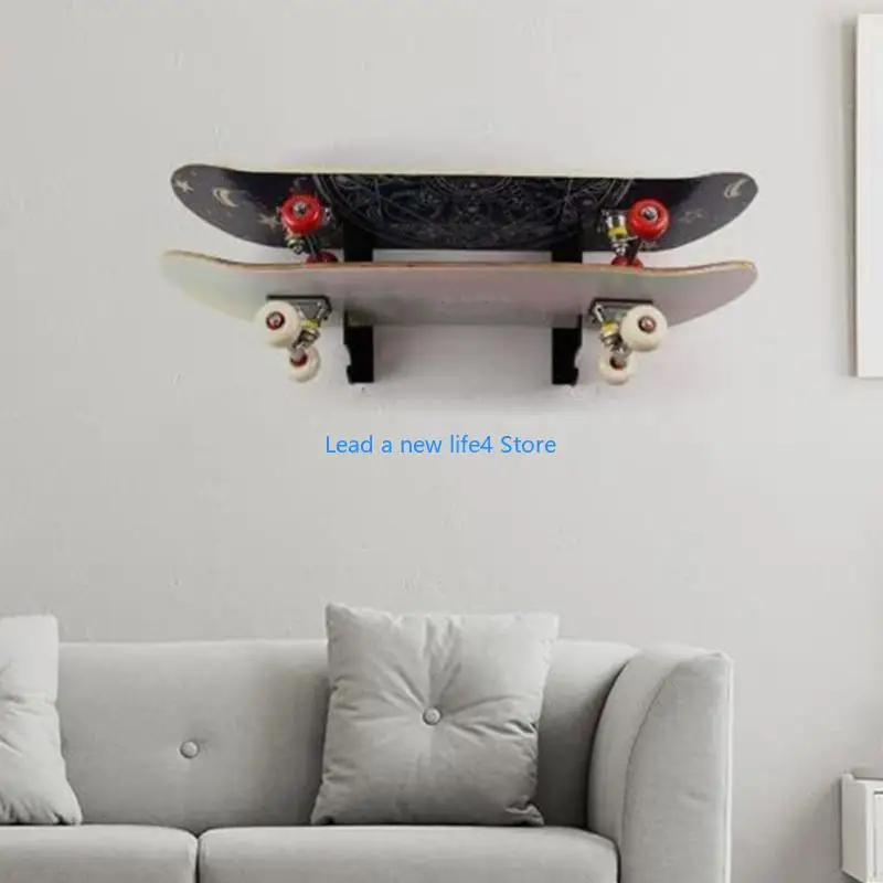 

Y55E Skateboard Wall Shelf Double Skateboard Display Stand Horizontal Storage Rack