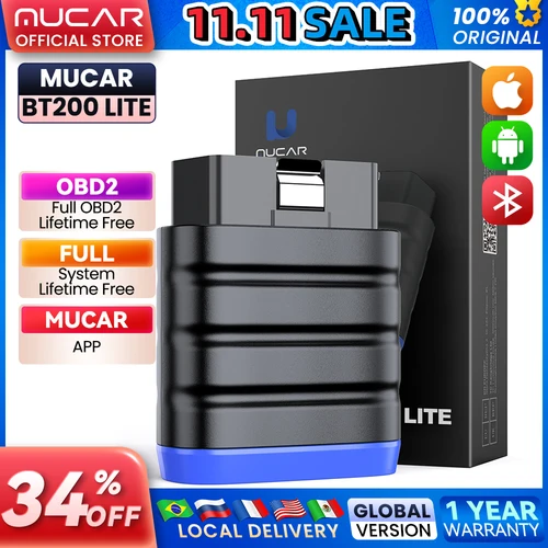 MUCAR BT200 Lite OBD2 escáner herramienta de diagnóstico de coche herramienta de escaneo de sistema completo automotriz comprobar lector de código de motor para 30 marcas de automóviles