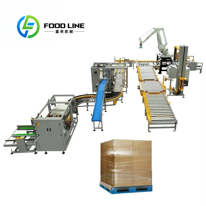 Customized End-of-Line Packaging Equipment Case Erector Packer Sealer Robotic Palletizer For Packing Small Boxes